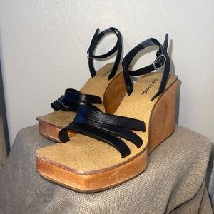 Candies Wooden Wedge Square Toe Platform Sandal | Vintage y2k 00s